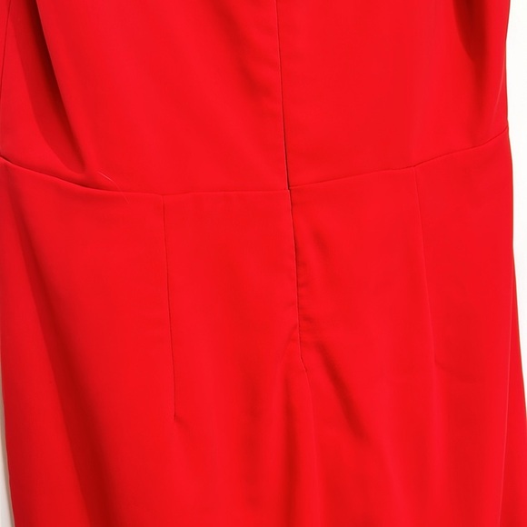 Badgley Mischka Red Poppy V-Neck Crepe Wrap Cocktail Dress Medium - Picture 10 of 15